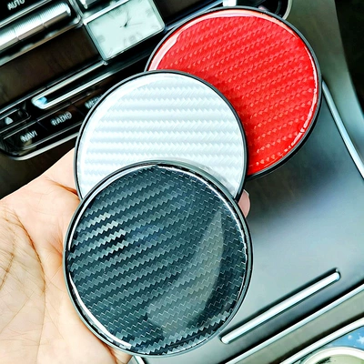 Car Water Coaster, Car Coaster, Car Anti-Slip Insulation Pad, Carbon Fiber Pattern Pvc Coaster, Car Interior Decoration Supplies