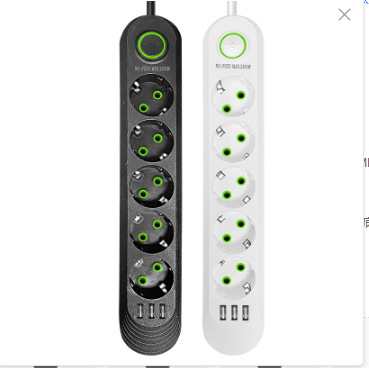 速卖通德标欧规插座230V插线板多功能USB插排带线5位排插家用批发