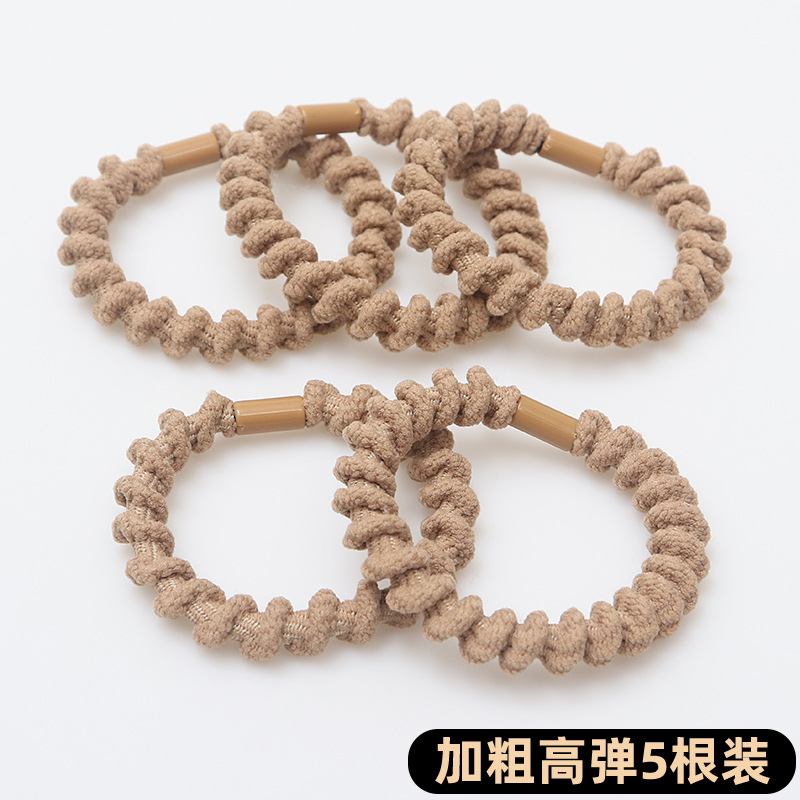 Negro de alta cola de caballo cuerda de pelo simple no lastimar el pelo banda de goma Las niñas corbata cabeza alta elástica banda de pelo durable cubierta de cuero tocado