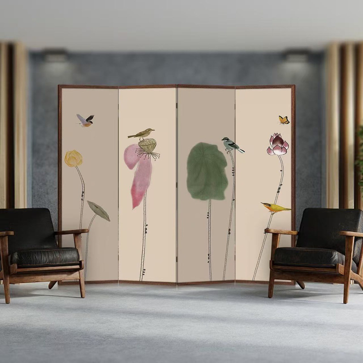 Nueva pantalla de estilo chino partición sala de estar cubierta sala de té decoración simple plegable móvil bambú doble cara pantalla plegable