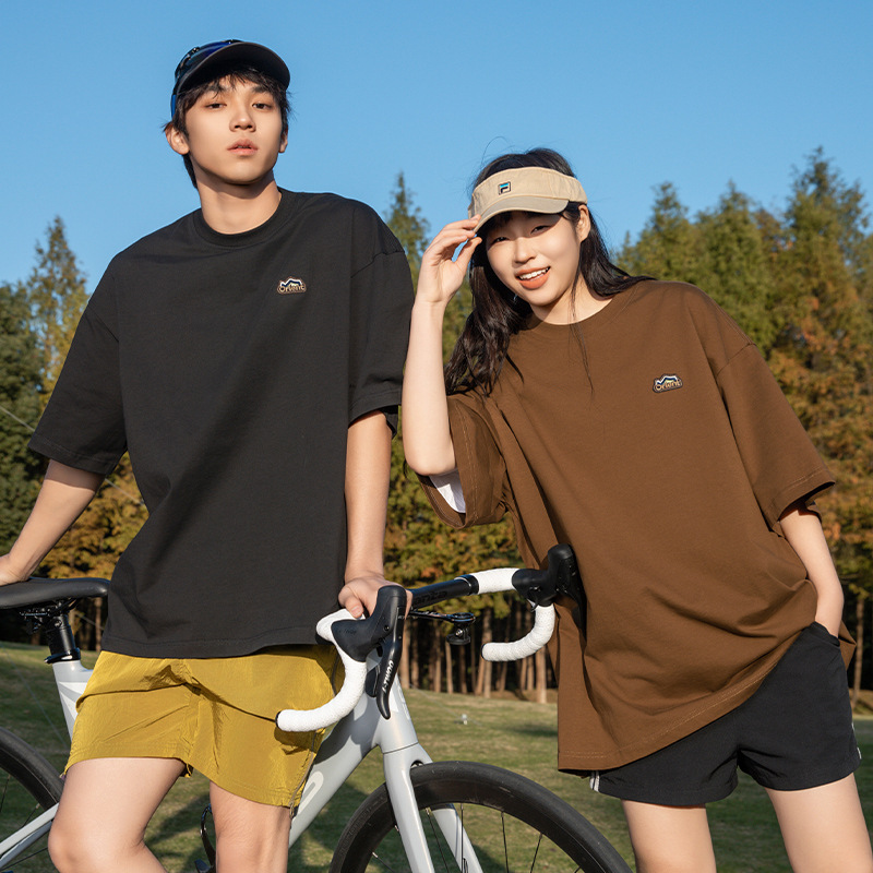 Outdoor Mountain Short-Sleeved T-Shirt Men's 2025 Summer New Pure Cotton Loose Retro Couple Casual Embroidered T-Shirt Q