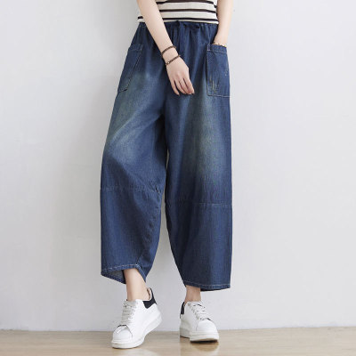 Rangers Spring and summer Large Retro cowboy Diddy Easy Show thin Elastic waist Mosaic Korean Edition Paige trousers