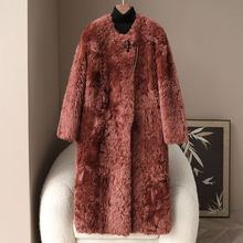 少量服饰2025新款托斯卡纳皮草大衣女式春季牛角扣羊皮毛一体外套