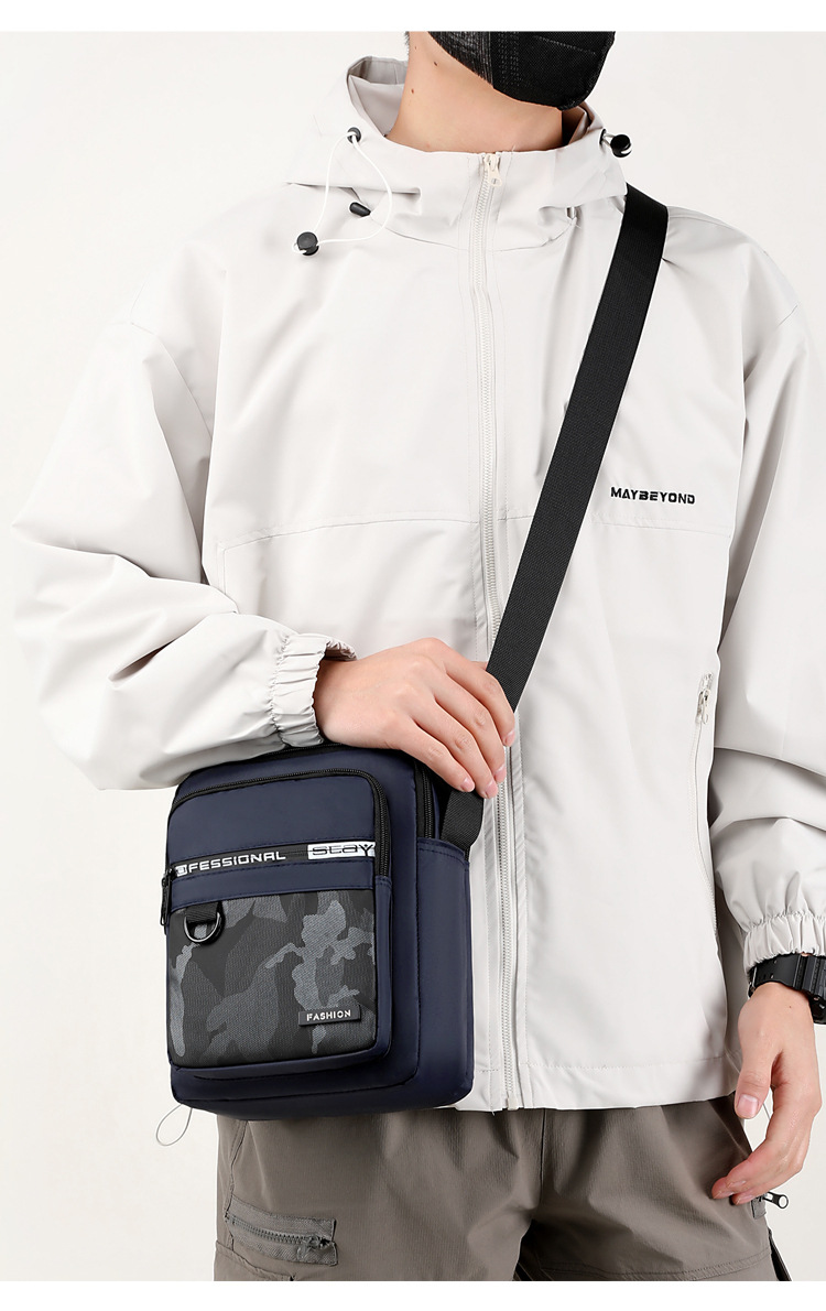 2024 New trendy men's bag, waterproof Oxford fabric single-shoulder crossbody backpack, men's vertical multi-functional casual messenger bag undefined