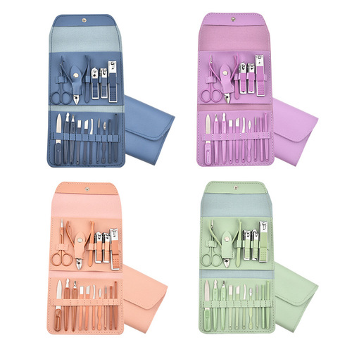 Manufacturer wholesale nail scissors set 16-piece folding bag manicure beauty manicure tool set nail clippers nail clippers