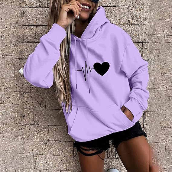 2024 Foreign Trade Cross-border Women's Clothing Amazon Hooded Pullover Oversized Loose Casual fleece-lined Printed Hooded Sweat 2024 Foreign Trade Cross-border Women's Clothing Amazon Hooded Pullover Oversized Loose Casual fleece-lined Printed Hooded Sweat