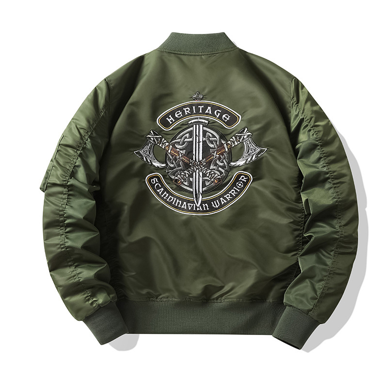 Men's Bomber Jacket Retro Stand Collar Casual Workwear Pilot Style_voghion.com
