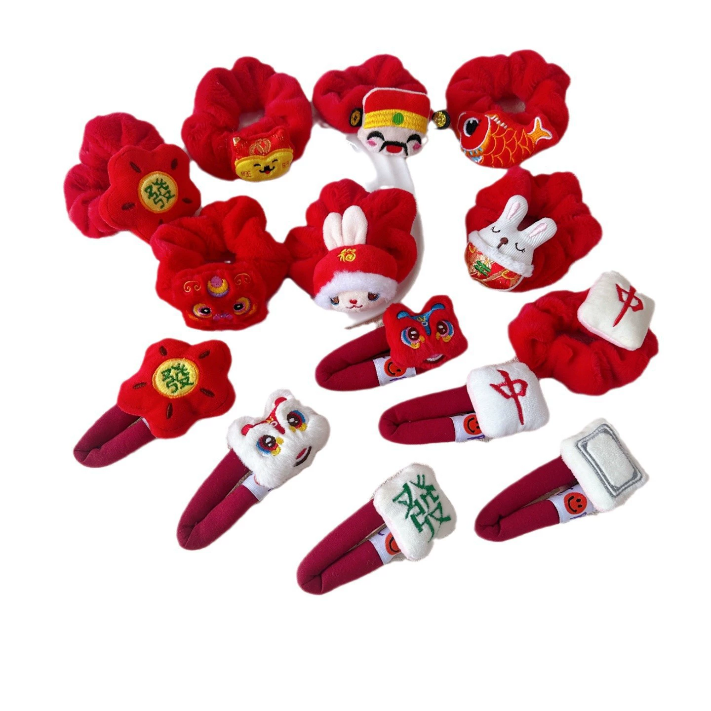 Новый год 2025 кольцо для волос Красный и Богатый лев Hair Riding Cartoon Large Intestine Hair Circle Cute Girl Hair Accessories Large BB Clip