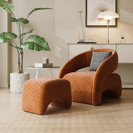 法式奶油风单人沙发椅北欧网红客厅懒人沙发小户型设计师单椅