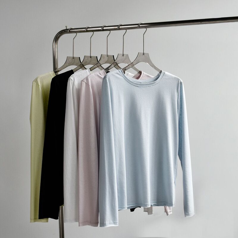 【Tencel Cotton Shirt】26 Summer and Autumn New Lyocell Tencel Cotton Rolled Edge Round Neck Loose Sun Protection Cover-Up Knit Shirt 【Tencel Cotton Shirt】26 Summer and Autumn New Lyocell Tencel Cotton Rolled Edge Round Neck Loose Sun Protection Cover-Up Knit Shirt
