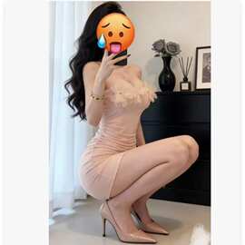 【胸垫防滑条】抹胸连衣裙女修身显瘦包臀短裙