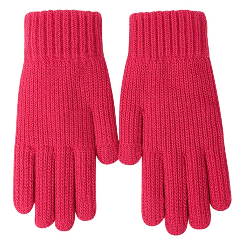 Guantes cálidos para mujer, pantalla táctil de punto de invierno, engrosamiento y lana de terciopelo, guantes de ciclismo para estudiantes de cinco dedos a prueba de frío
