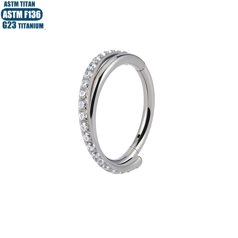 F136 Titanium Alloy Implant-Grade Nose Ring Zircon Earrings Seamless Ring Nose Ring Fashion Jewelry Septum Piercing Ear Bone Ring detail image 31