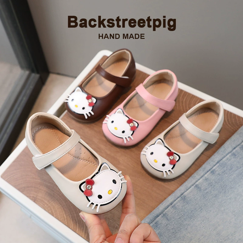 Оптовая продажа мультипликационная кошка для девочек кроссовки модная дикая липучка детская обувь нескользящая обувь на мягкой подошве