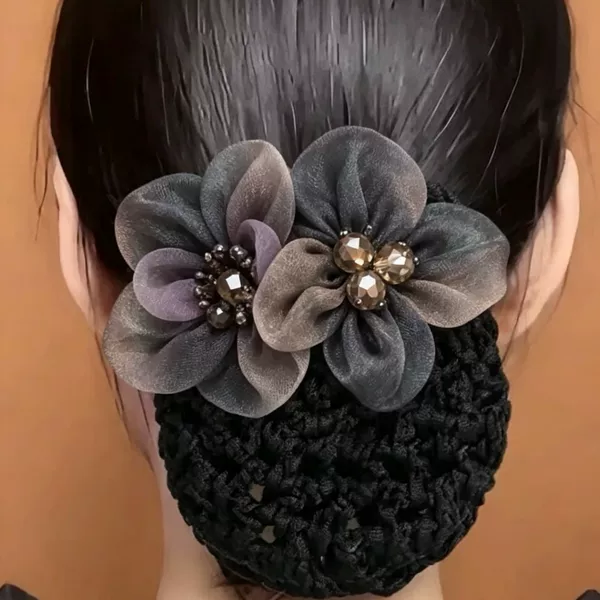 Korean-style 2026 new hair accessories: professional flight attendant, hotel, and nurse hair nets, floral hair clips for styling hair at the back of the head
