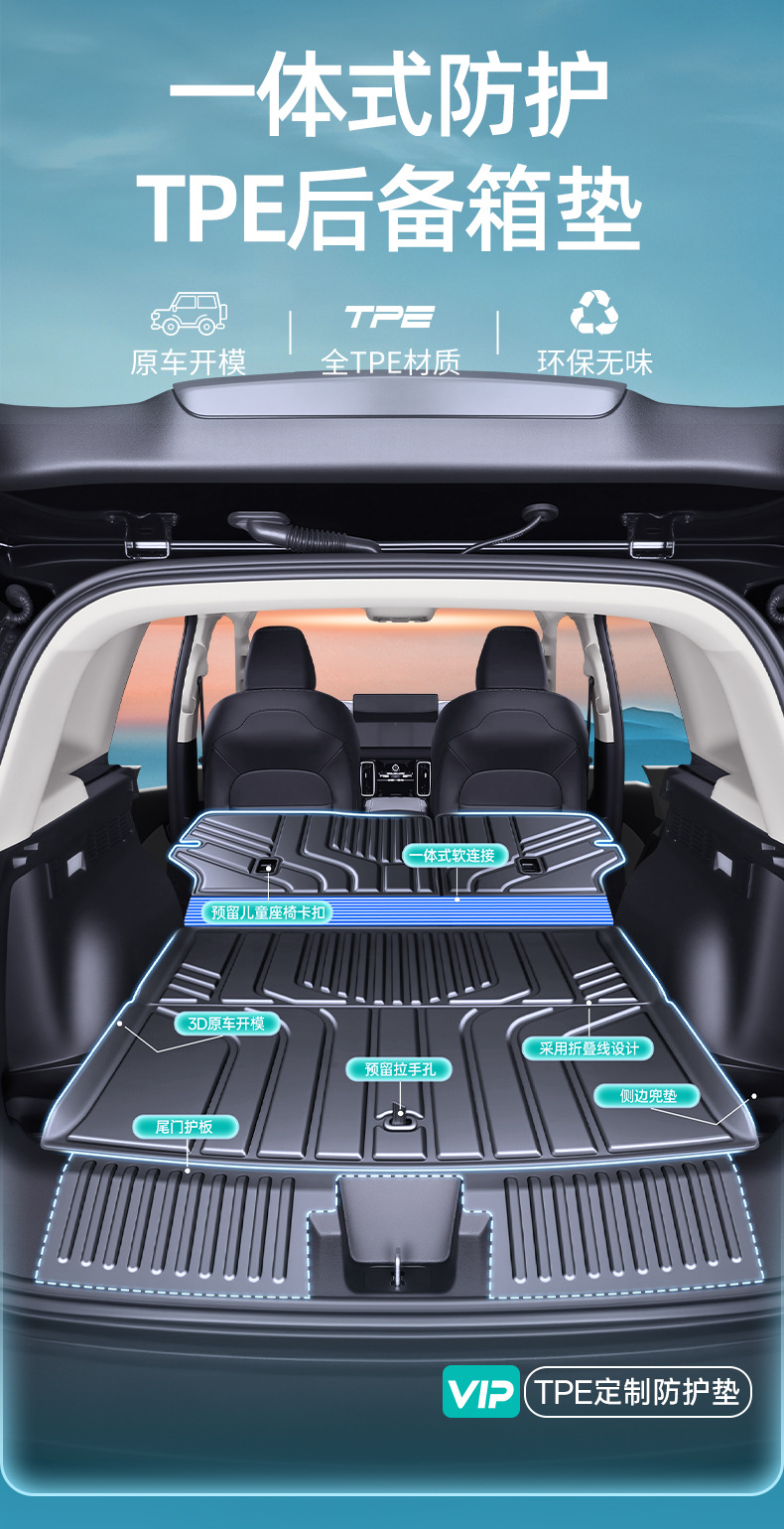 Suitable for 26 models of Haval Dargo, TPE trunk mat, car interior accessories, integrated trunk mat modification parts