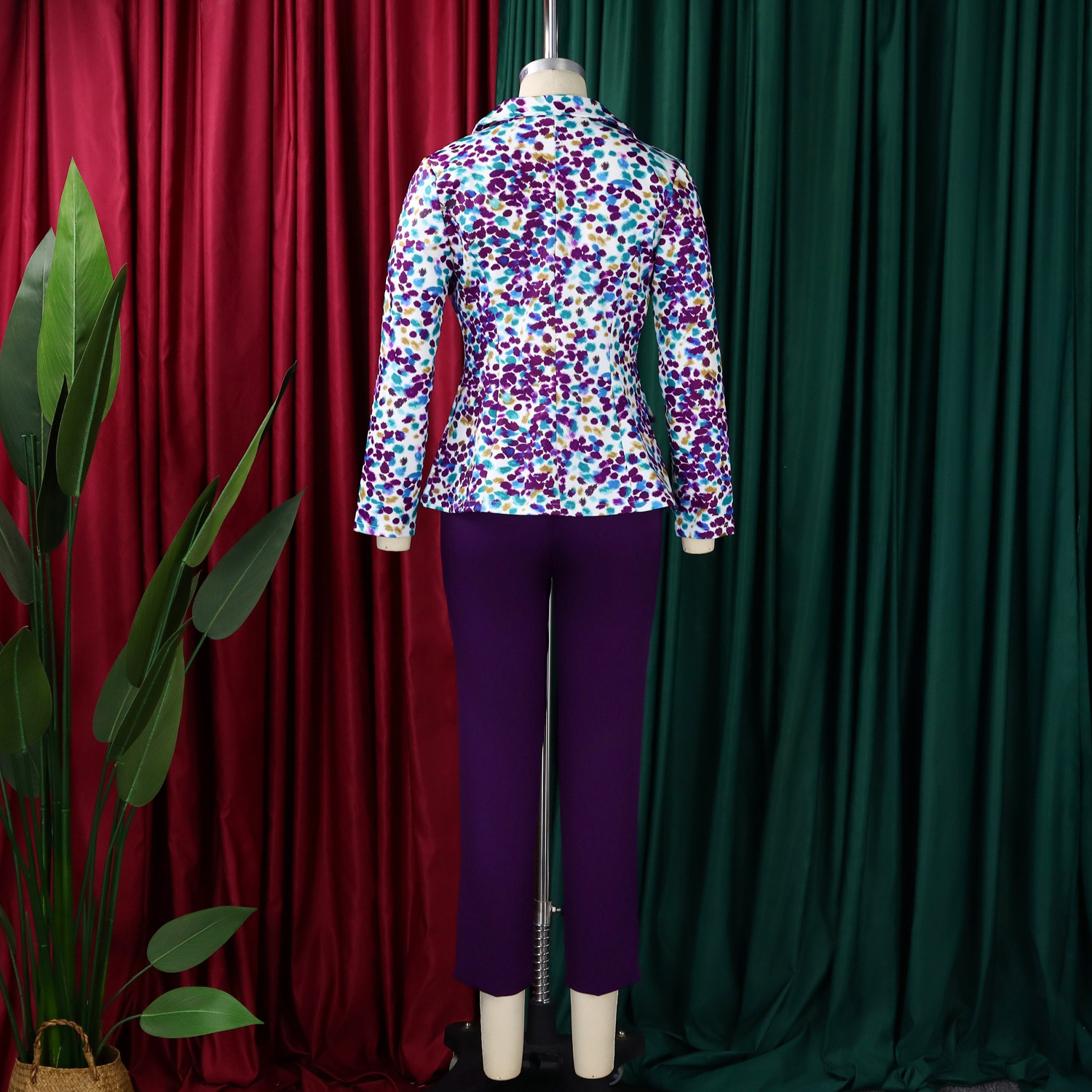 Women's Clothing Women's Fashion Printed Suit Jacket And Slim Fit Pants Two Piece Casual African Style Clothing Set_ecoleips.com