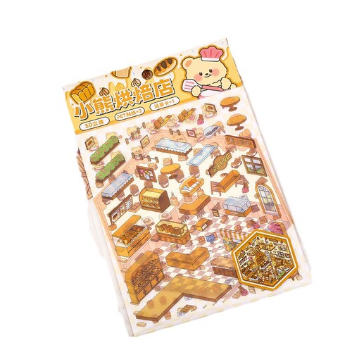 Storage and Scenery Decal 3D Stereo Small House Storage House Decal Collage Scenery Handmade DIY Decorative Decal