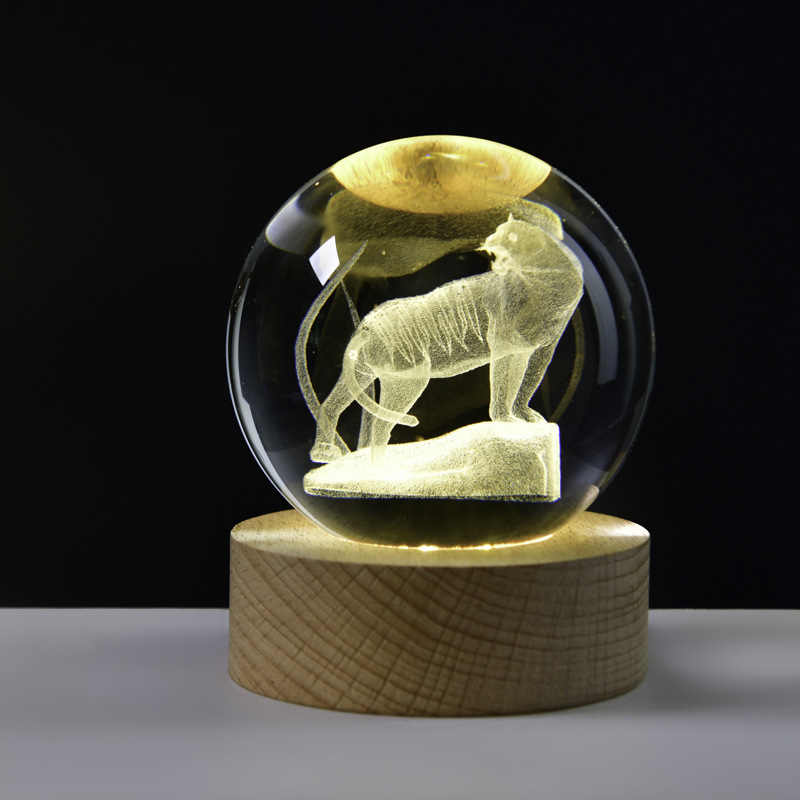 木質発光台座3d内彫刻水晶玉銀河太陽系創意デスクトップ小夜灯置物祝日プレゼント|undefined