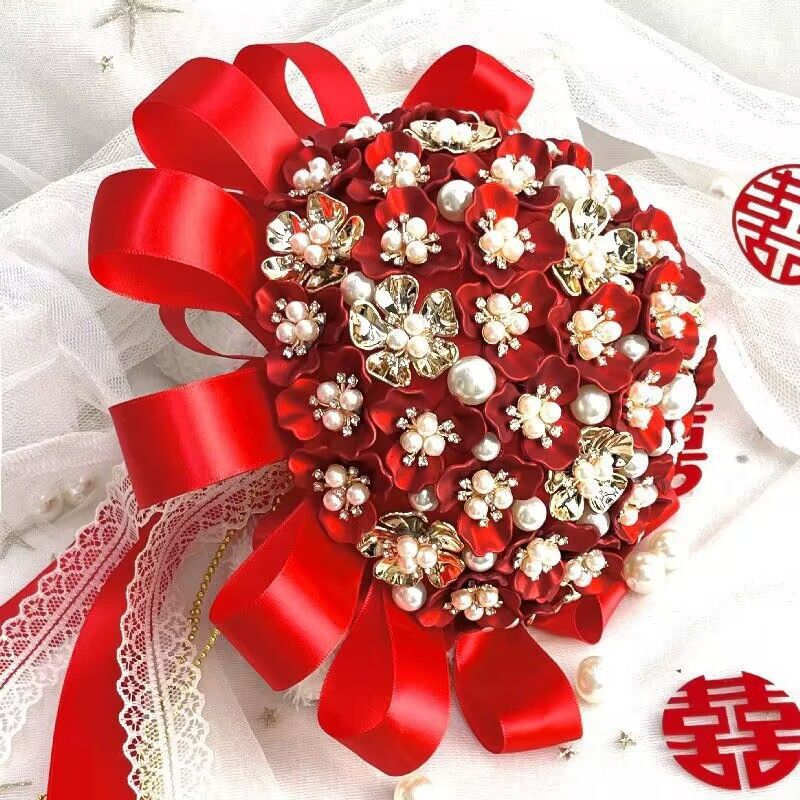 新婚禮物結婚新娘手捧花材料包手工diy珍珠花送閨蜜結婚禮物