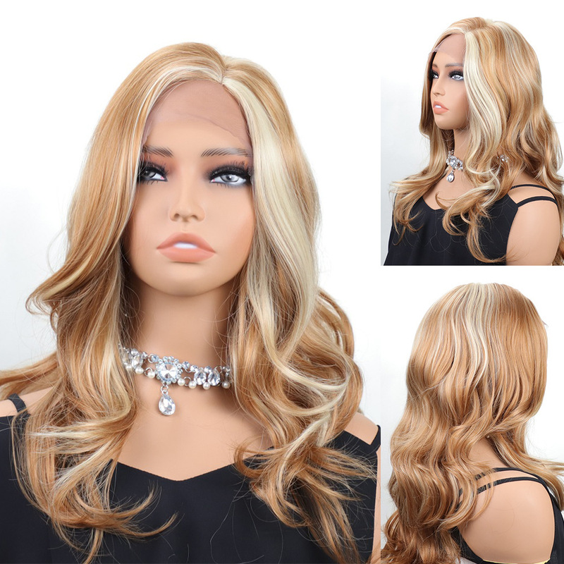 Front Lace Wig Cross-border European and American Wig Women's Long Curly Hair Large Wave Partial Lace Wig Chemical Fiber Headgear Wig