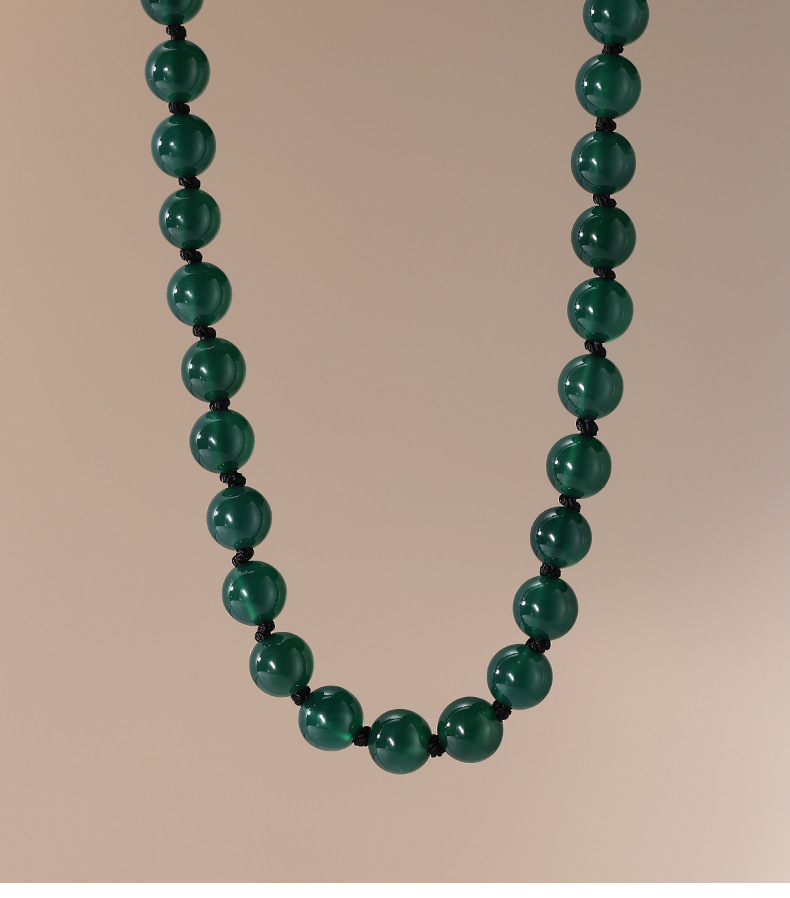 925 Silver Green Agate Necklace Image 2