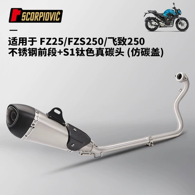 Motorcycle exhaust pipe Fzs250 Special Front Exhaust - feizhi-250-front-section-s1-titanium-color-real-carbon-head-imitation-carbon-cover