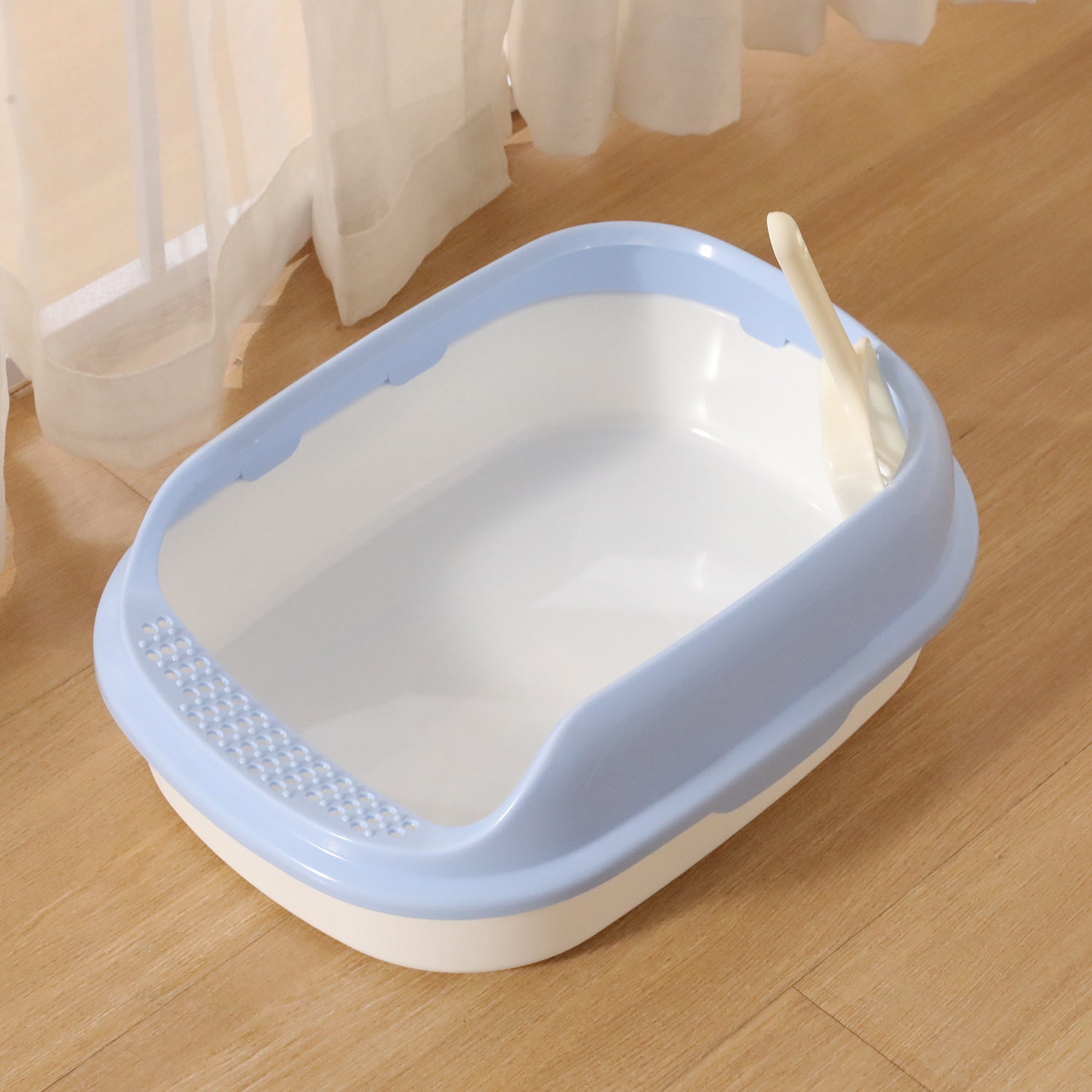 Lavabo de arena para gatos, inodoro para gatos semicerrado de gran tamaño, cerca alta, palangana de heces para gatos, palangana de arena para gatos, suministros para mascotas para gatos