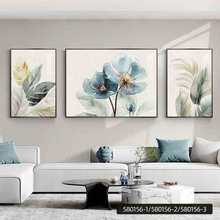 欧式三联喷绘客厅装饰画北欧花卉壁画背景墙挂高级感烤瓷水晶铝合