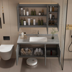 Slate countertop bathroom cabinet combination, painted door panel, smart mirror cabinet, light luxury washbasin, Meijia Bathroom 3801