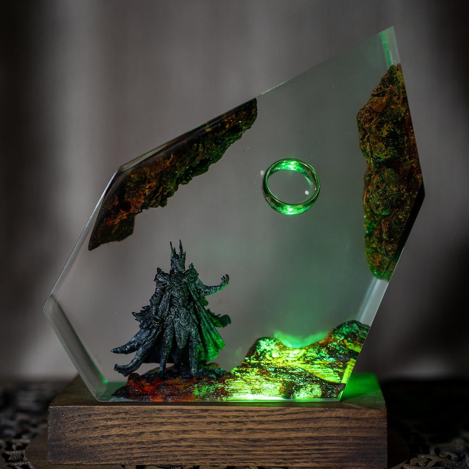 Luz de escritorio de resina del anillo oscuro, lámpara de resina Sauron, Ri.ng OT, lámpara del anillo oscuro, regalo del día del padre