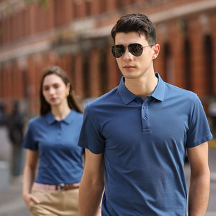 Mulberry Silk Polo Shirt T-Shirt Lapel Short-Sleeved Work Clothes Summer Cultural Shirt Embroidered Logo Custom Work Clothes