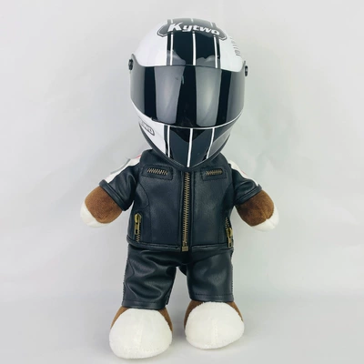 Motorcycle Bear Doll Helmet Battery Motosiklet dəbilqələri - 28cm-black-leather-x-symbol-s-size-includes-helmet-buckle