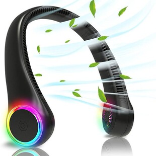 Hanging Neck Fan Portable USB Charging Silent Hanging Sports Small Fan with Colored Lights Bladeless Cross-Border New Model