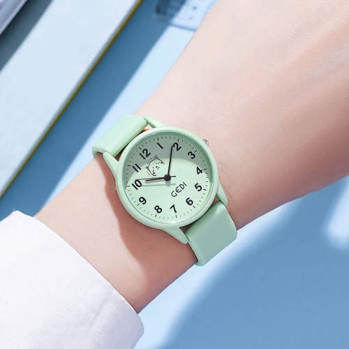 Godi Candy Color Silicone Student Watch Small Cartoon Round Dial Quartz Watch Lady Waterproof Watch Wholesale