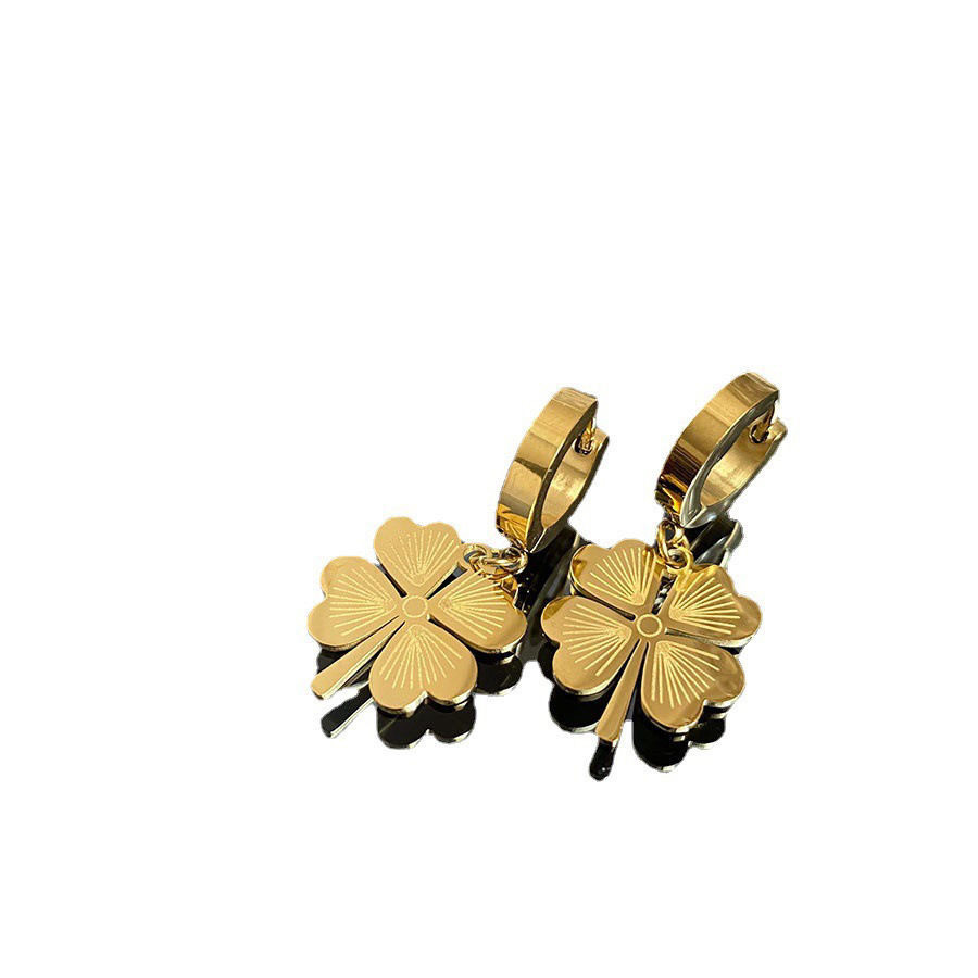 Popular dulce material de acero de titanio simple flor hebilla del oído 2023 nuevo elegante exquisito todo-fósforo accesorios de moda para las mujeres