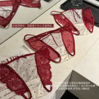 Сексуальное красное белье, кружевные трусы, прозрачный пояс, европейский стиль