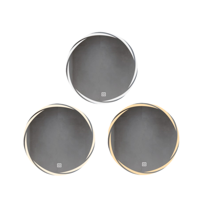 Espejo láser inteligente redondo espejo de baño espejo de inodoro espejo de inodoro colgado en la pared espejo de maquillaje led luminoso hotel hotel