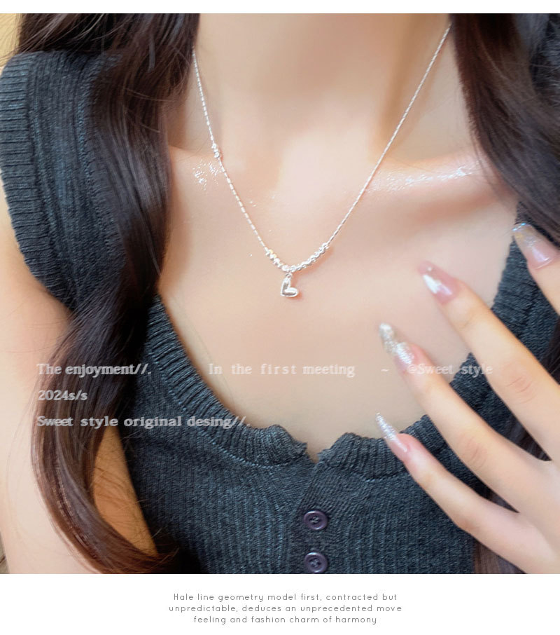 small pieces of silver love necklace for women light luxury minority cold style sweater chain high sense all-match super hot ornament wholesale undefined