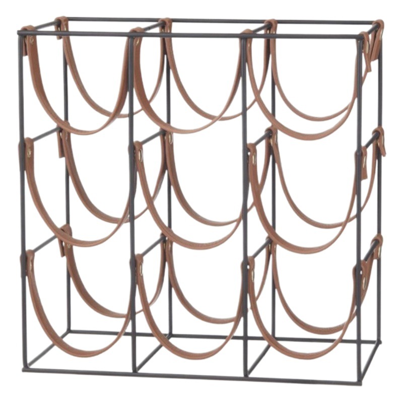 Hogar cocina drinkware hierro creativo estante del vino tira de cuero estante del vino del hogar estante de exhibición con la tira fabricante