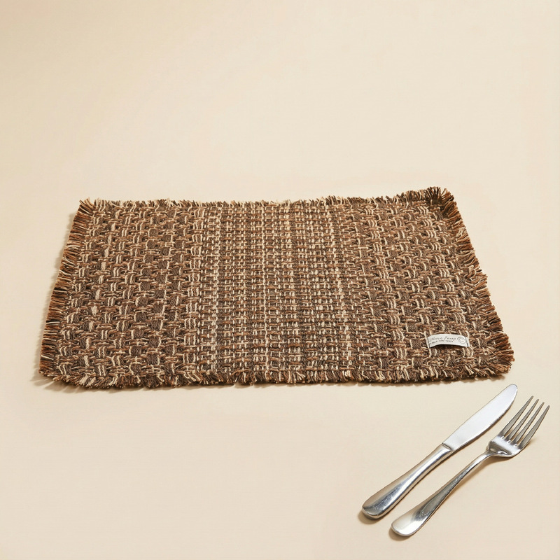 Japanese-Style Natural Wood and Hemp Woven Placemats, Household Heat-Resistant Non-Slip Table Mats, Dining Table Decoration Supplies for Restaurants and Guesthouses Japanese-Style Natural Wood and Hemp Woven Placemats, Household Heat-Resistant Non-Slip Table Mats, Dining Table Decoration Supplies for Restaurants and Guesthouses