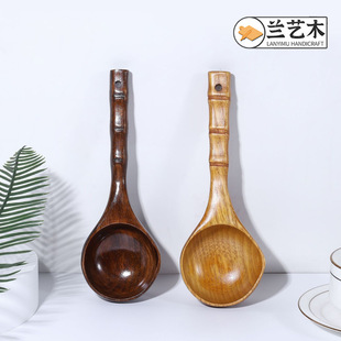 Japanese-style nanmu bamboo soup spoon water ladle durable golden hot pot spoon kitchen tableware spoon black soup spoon factory wholesale