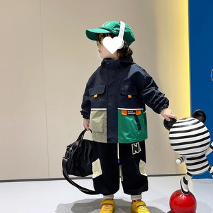 [96% favorable rating] 2025 new boys' spring and autumn coat foreign-style thin charge coat Korean color matching big