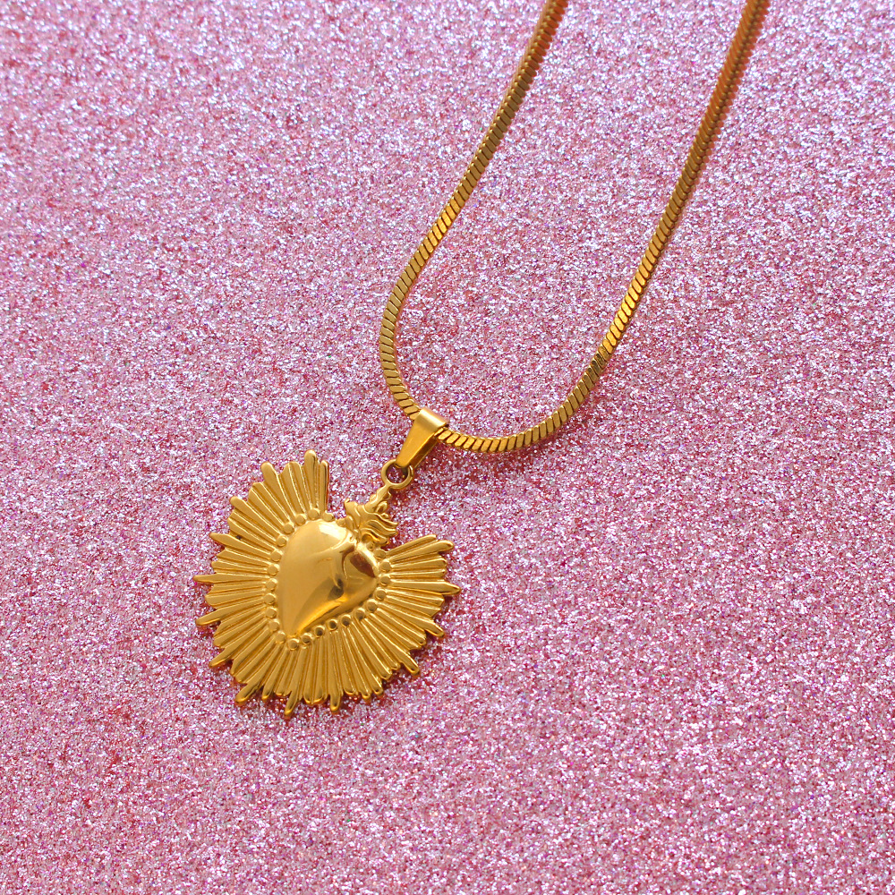 304 Stainless Steel Material Heart Shape Pattern PVD Coated 18K Gold Real Gold Plated Heart Shape 303 Stainless Steel 304 Stainless Steel Y2K Waterproof Non Tarnish 304 Stainless Steel Earrings Necklace