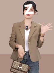 气质西装短款外套女春秋薄款2025新款女装韩版时尚修身小西服上衣