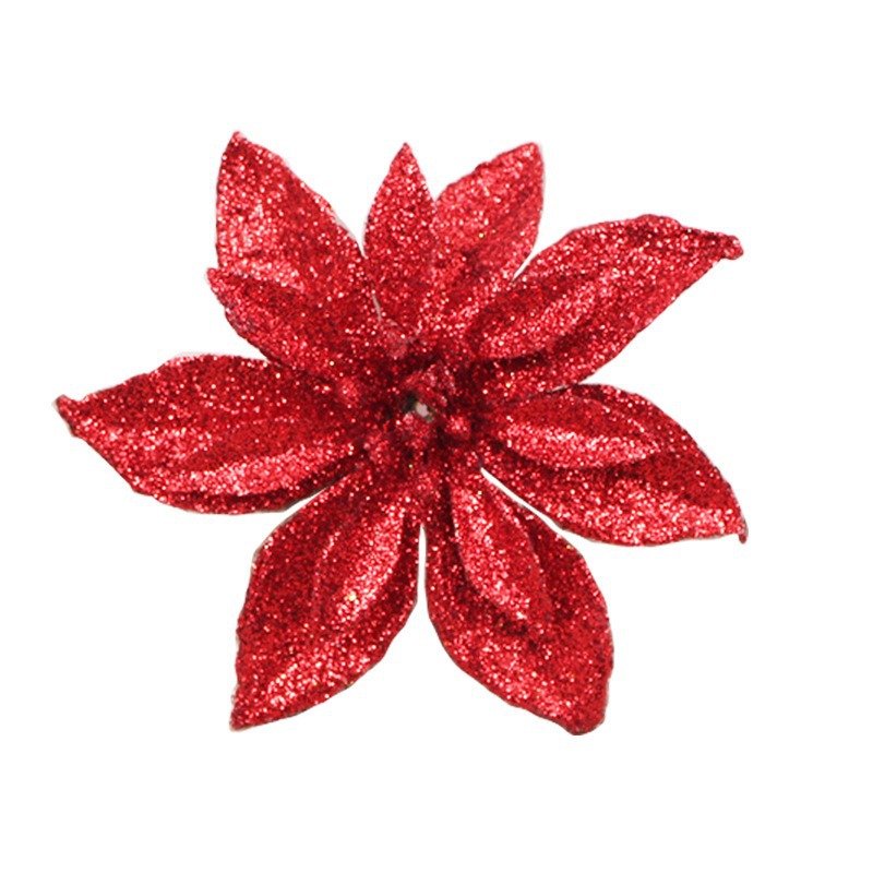 Fábrica directa de polvo de plástico sólido flor de Navidad guirnaldas de flores decoración de árbol de Navidad flores falsas en polvo de oro decoración de polvo de oro