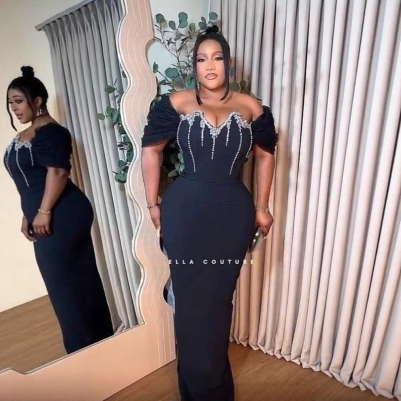 European and American Cross-Border Amazon V Tube Top Black and White Dress Classy Accessible Luxury Celebrity Prom Dress Source Factory