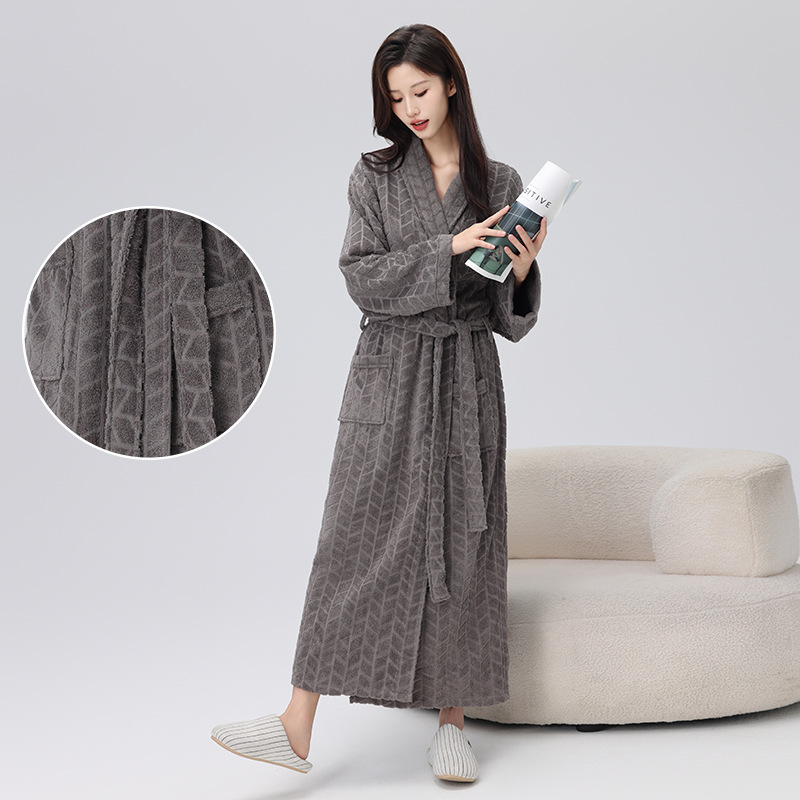 수건 소재 긴 목욕 가운 호텔 커플 잠옷 남성과 여성의 흡수성 빠른 건조 목욕 가운 사계절 겨울 교차-머리카락 세대