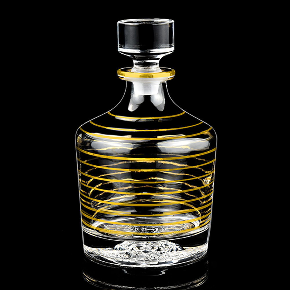 新款威士忌描金酒瓶空瓶 跨境亚马逊洋酒瓶单瓶 轻奢玻璃白兰地瓶