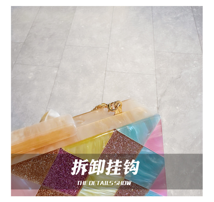 New cross-border foreign trade women's checkered acrylic bag, dinner bag, single-shoulder crossbody wedding and banquet clutch bag undefined